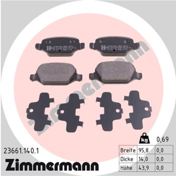 Zimmermann Brake pads for FIAT 500 C (312_) rear