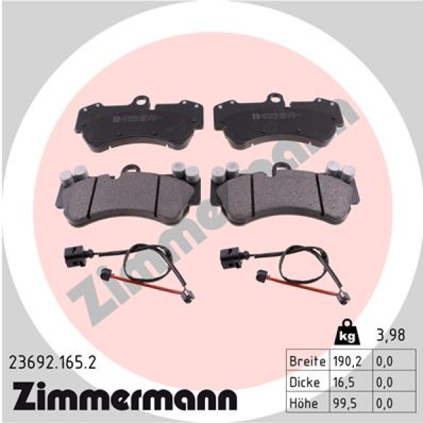 Zimmermann Bremsbeläge für VW TOUAREG (7LA, 7L6, 7L7) vorne