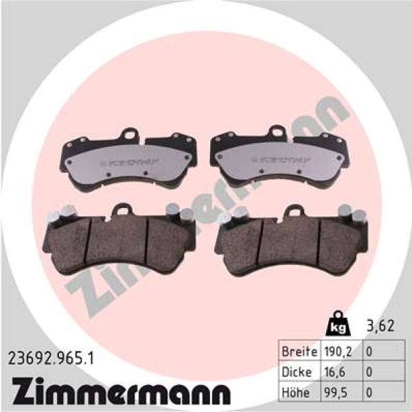 Zimmermann rd:z Brake pads for VW TOUAREG (7LA, 7L6, 7L7) front