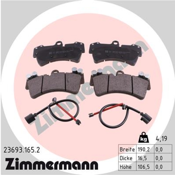 Zimmermann Brake pads for VW TOUAREG (7LA, 7L6, 7L7) front