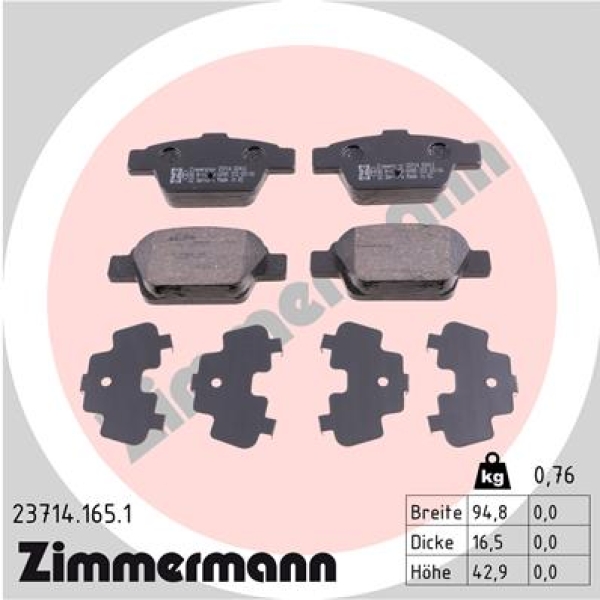 Zimmermann Brake pads for FIAT MULTIPLA (186_) rear