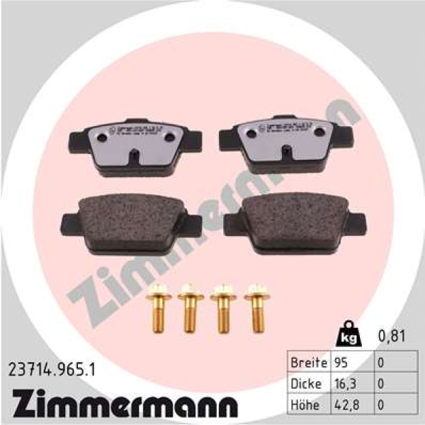 Zimmermann rd:z Brake pads for ALFA ROMEO MITO (955_) rear