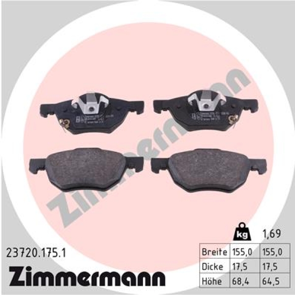 Zimmermann Brake pads for HONDA ACCORD VII Tourer (CM, CN) front
