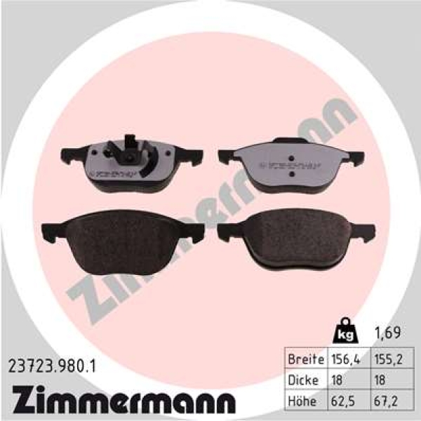 Zimmermann rd:z Brake pads for FORD GRAND C-MAX (DXA/CB7, DXA/CEU) front