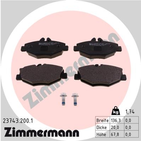 Zimmermann Brake pads for MERCEDES-BENZ E-KLASSE (W211) front