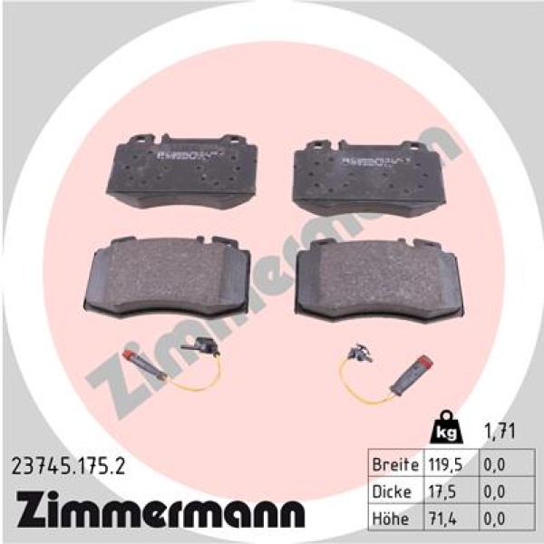 Zimmermann Brake pads for MERCEDES-BENZ CLS (C219) front