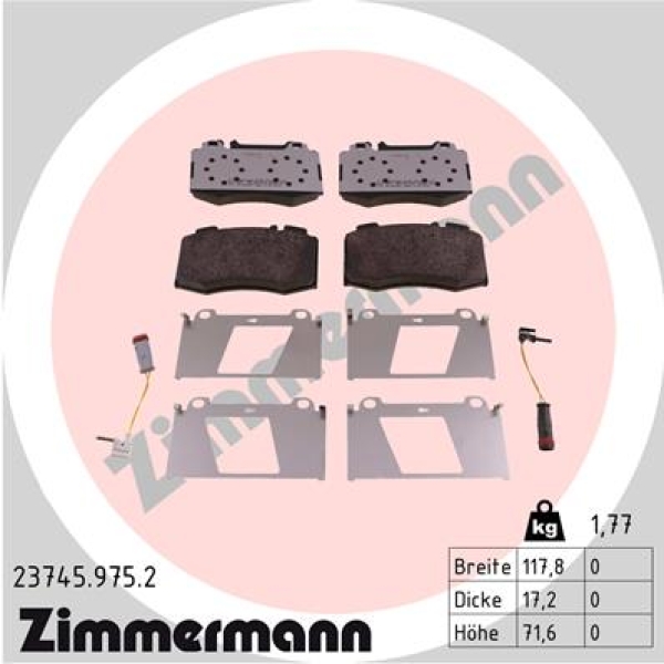 Zimmermann rd:z Brake pads for MERCEDES-BENZ CLK (C209) front