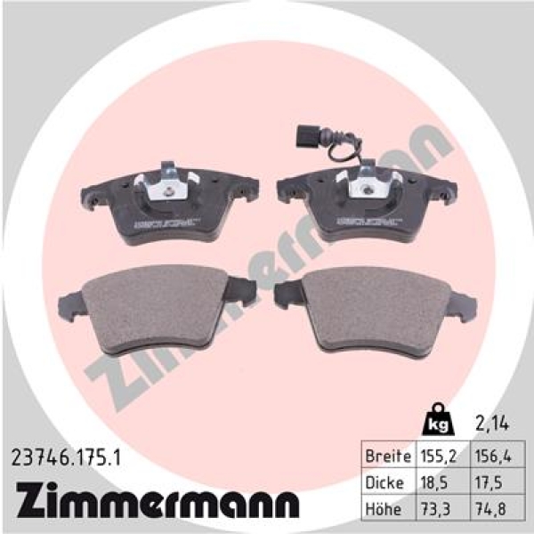 Zimmermann Bremsbeläge für VW MULTIVAN T5 (7HM, 7HN, 7HF, 7EF, 7EM, 7EN) vorne