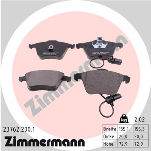 Zimmermann Bremsbeläge für AUDI A4 Avant (8E5, B6) vorne