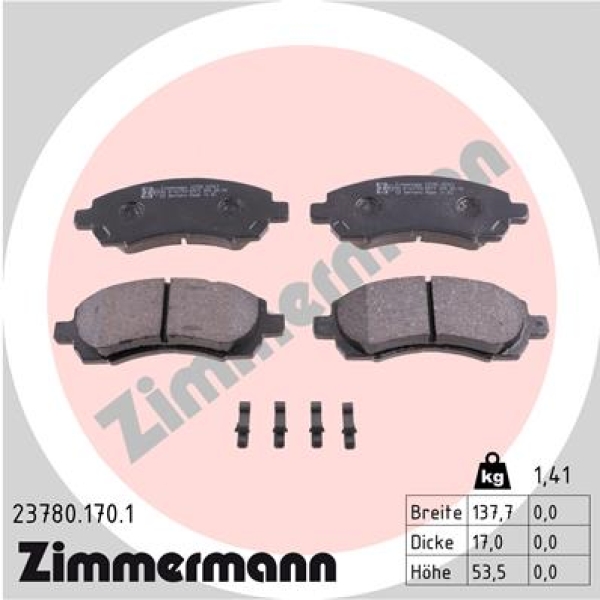 Zimmermann Brake pads for SUBARU LEGACY II Station Wagon (BG) front