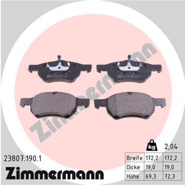 Zimmermann Brake pads for CHRYSLER VOYAGER / GRAND VOYAGER III (GS) front