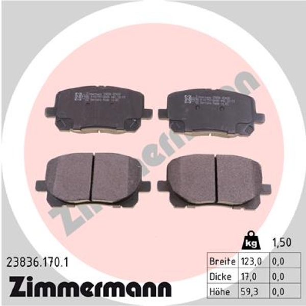 Zimmermann Brake pads for TOYOTA AVENSIS VERSO (_M2_) front