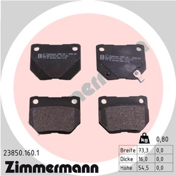 Zimmermann Brake pads for SUBARU IMPREZA Schrägheck (GR, GH, G3) rear