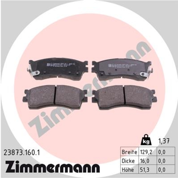 Zimmermann Brake pads for KIA RIO Kombi (DC) front