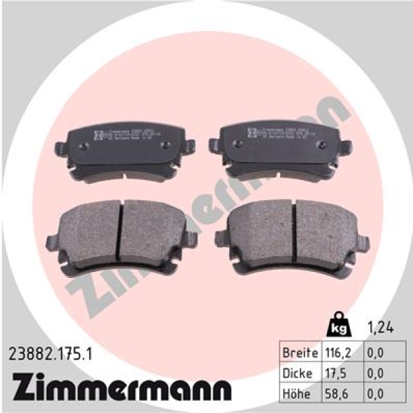 Zimmermann Brake pads for AUDI A4 (8E2, B6) rear