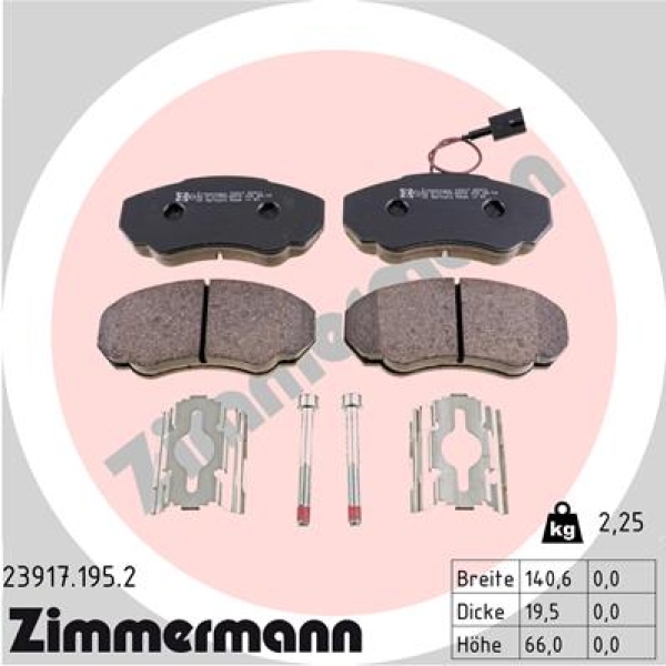 Zimmermann Bremsbeläge für PEUGEOT BOXER Pritsche/Fahrgestell (244) vorne