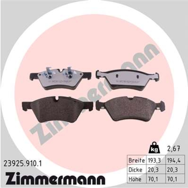 Zimmermann rd:z Bremsbeläge für MERCEDES-BENZ E-KLASSE T-Model (S211) vorne
