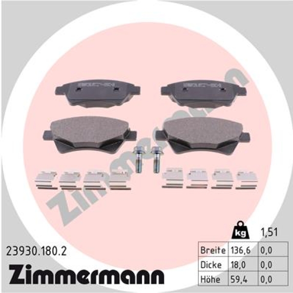 Zimmermann Brake pads for RENAULT KANGOO Rapid (FC0/1_) front