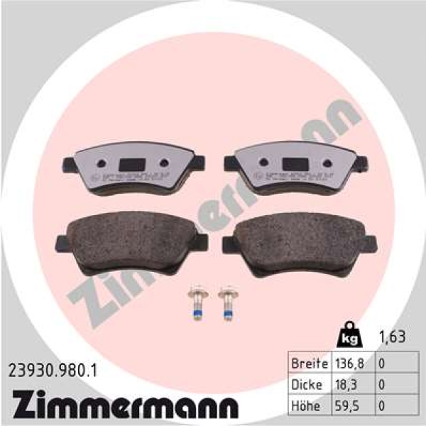 Zimmermann rd:z Brake pads for RENAULT GRAND SCÉNIC II (JM0/1_) front