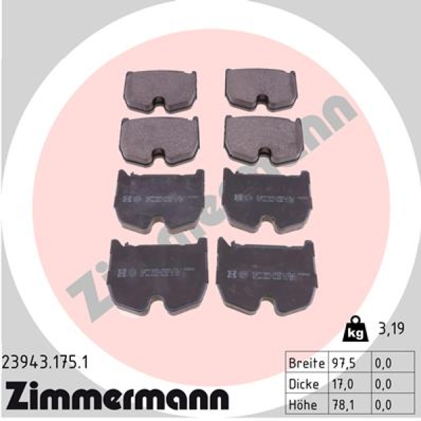 Zimmermann Brake pads for MERCEDES-BENZ S-KLASSE (W220) front