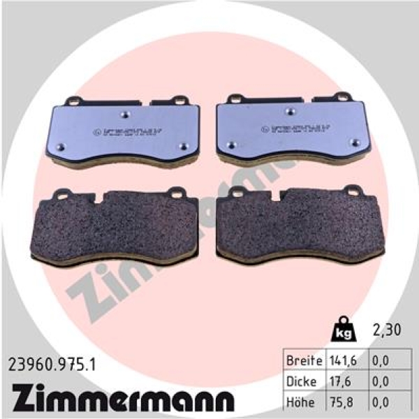 Zimmermann rd:z Bremsbeläge für MERCEDES-BENZ S-KLASSE Coupe (C216) vorne