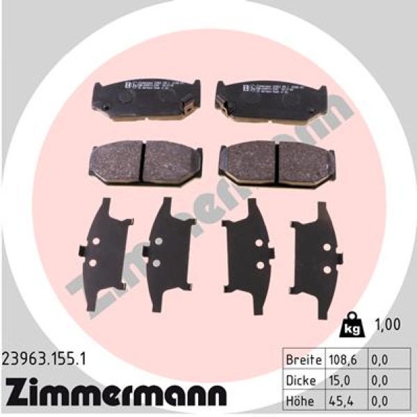 Zimmermann Bremsbeläge für SUZUKI SWIFT III (MZ, EZ) vorne