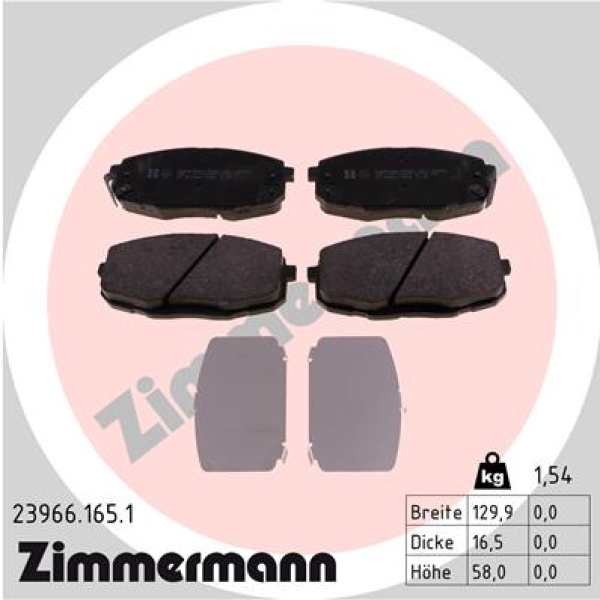 Zimmermann Brake pads for HYUNDAI i30 Kombi (FD) front