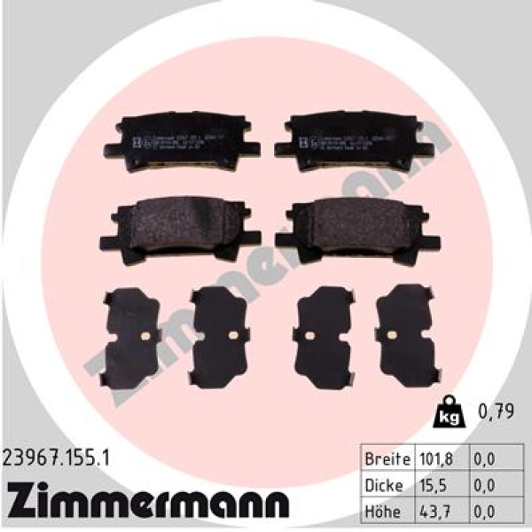 Zimmermann Brake pads for LEXUS RX (_U3_) rear