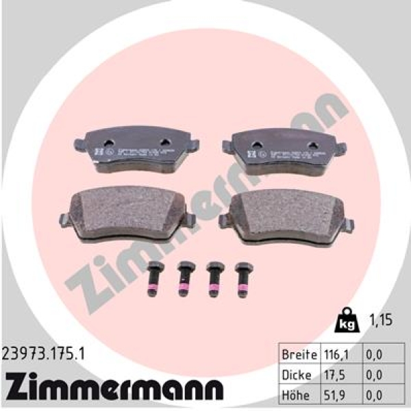 Zimmermann Brake pads for DACIA LODGY front