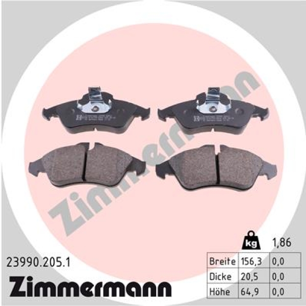 Zimmermann Brake pads for MERCEDES-BENZ SPRINTER 2-t Pritsche/Fahrgestell (901, 902) front