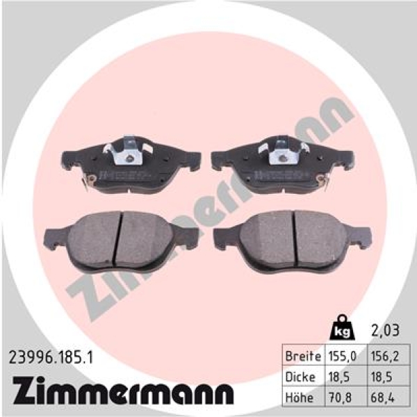 Zimmermann Brake pads for TOYOTA AVENSIS Liftback (_T22_) front