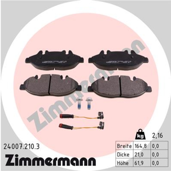 Zimmermann Brake pads for MERCEDES-BENZ VITO Bus (W639) front