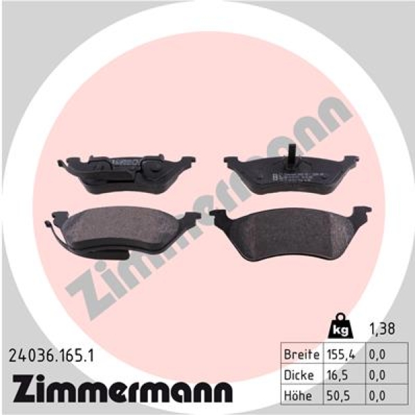 Zimmermann Brake pads for CHRYSLER VOYAGER / GRAND VOYAGER III (GS) rear
