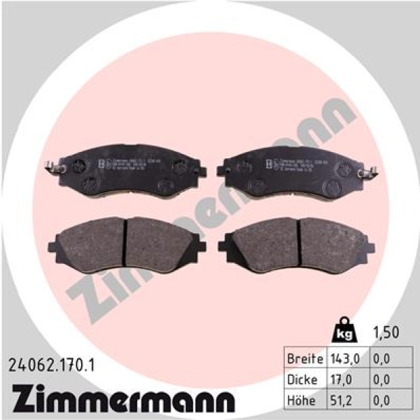 Zimmermann Brake pads for DAEWOO REZZO (U100) front