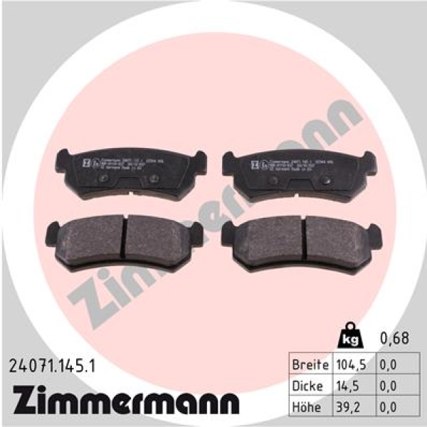 Zimmermann Brake pads for DAEWOO NUBIRA (J100) rear