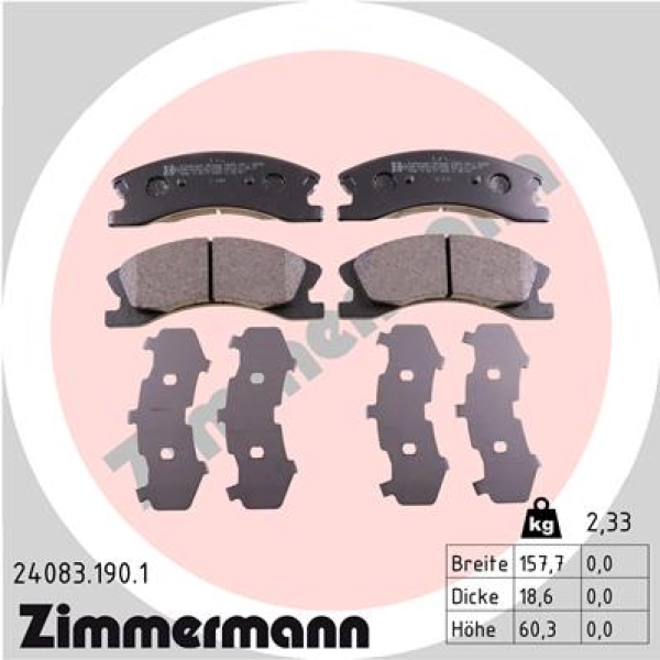 Zimmermann Bremsbeläge für JEEP GRAND CHEROKEE II (WJ, WG) vorne