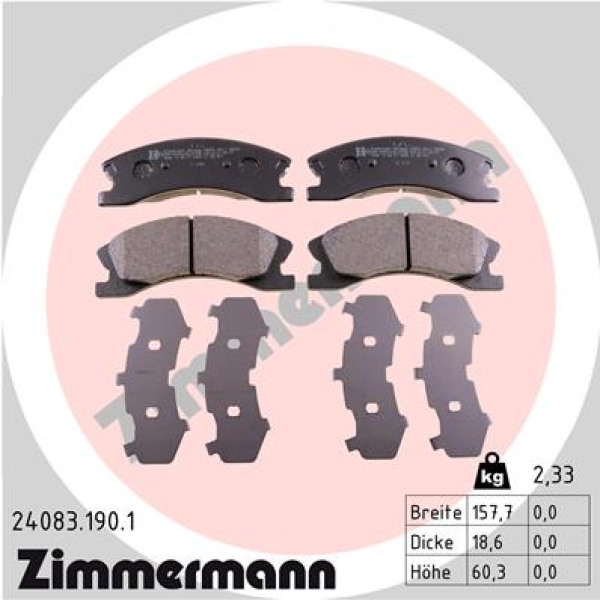 Zimmermann Brake pads for JEEP GRAND CHEROKEE II (WJ, WG) front