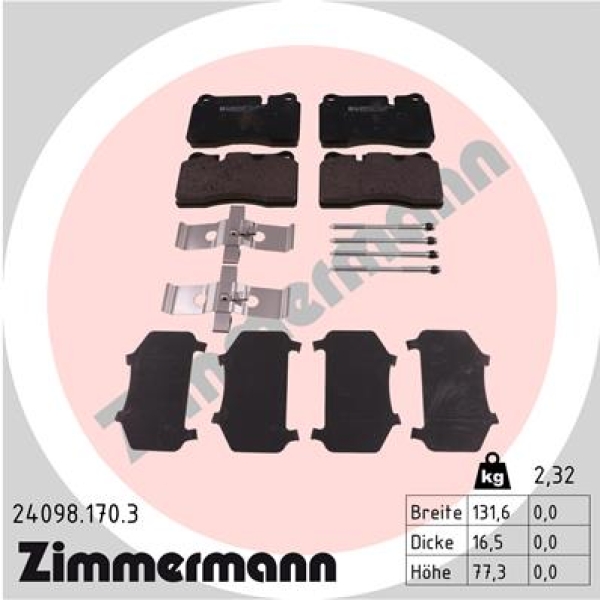 Zimmermann Brake pads for VW TOUAREG (7P5, 7P6) front