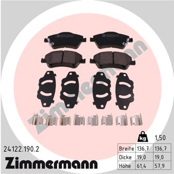 Zimmermann Brake pads for TOYOTA AURIS (_E15_) front