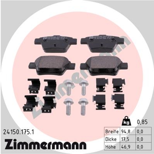 Zimmermann Brake pads for PEUGEOT 307 (3A/C) rear