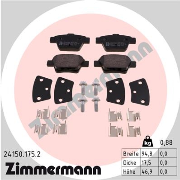 Zimmermann Brake pads for PEUGEOT 307 Break (3E) rear
