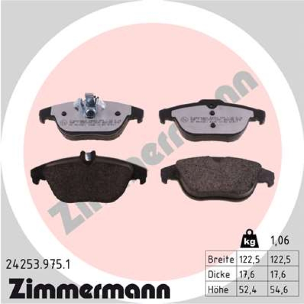 Zimmermann rd:z Brake pads for MERCEDES-BENZ E-KLASSE Cabriolet (A207) rear