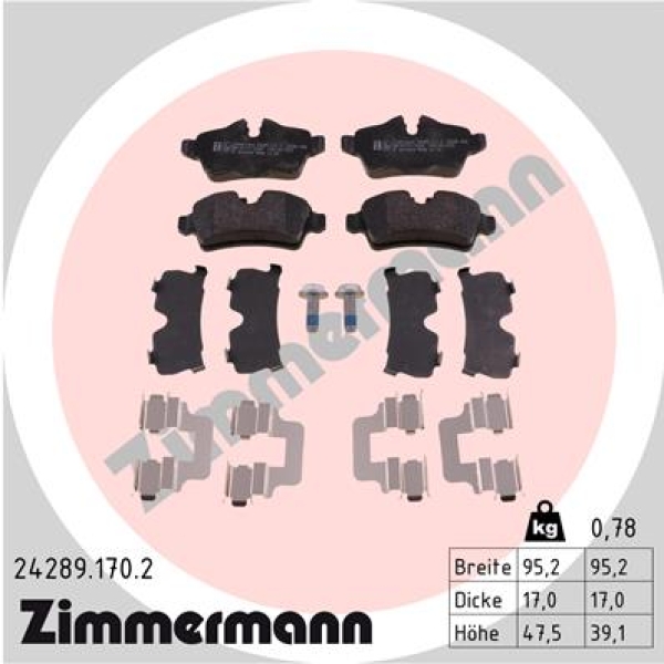 Zimmermann Bremsbeläge für MINI MINI CLUBVAN (R55) hinten