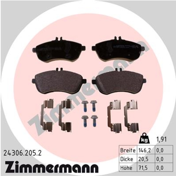 Zimmermann Bremsbeläge für MERCEDES-BENZ C-KLASSE Coupe (C204) vorne