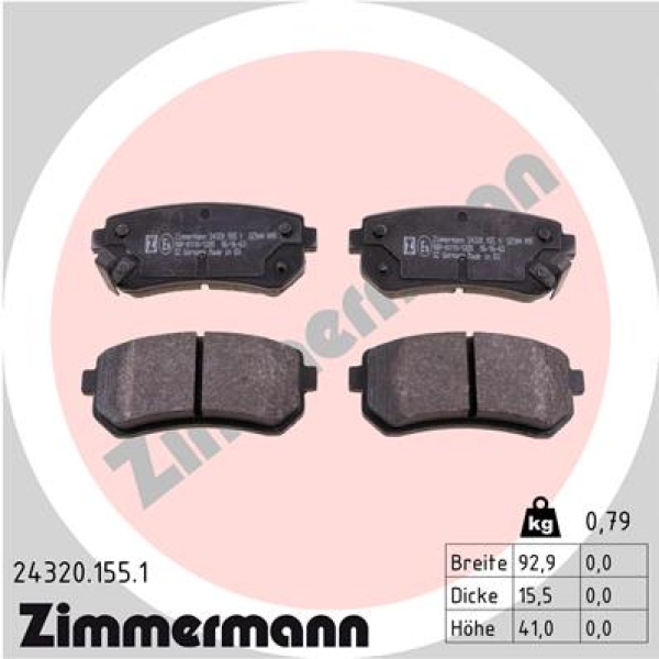 Zimmermann Brake pads for HYUNDAI i30 Kombi (FD) rear
