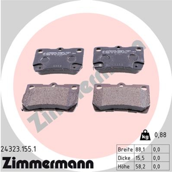Zimmermann Brake pads for LEXUS IS II (_E2_) rear