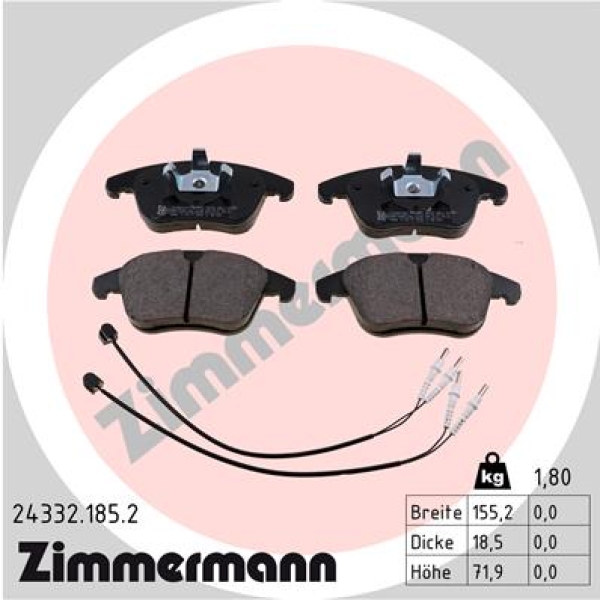 Zimmermann Brake pads for CITROËN EVASION Großraumlimousine (22, U6) front