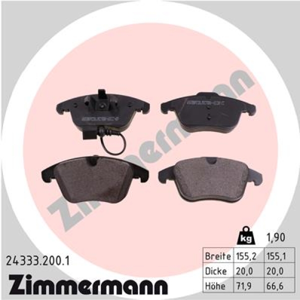 Zimmermann Bremsbeläge für VW SHARAN (7N1, 7N2) vorne