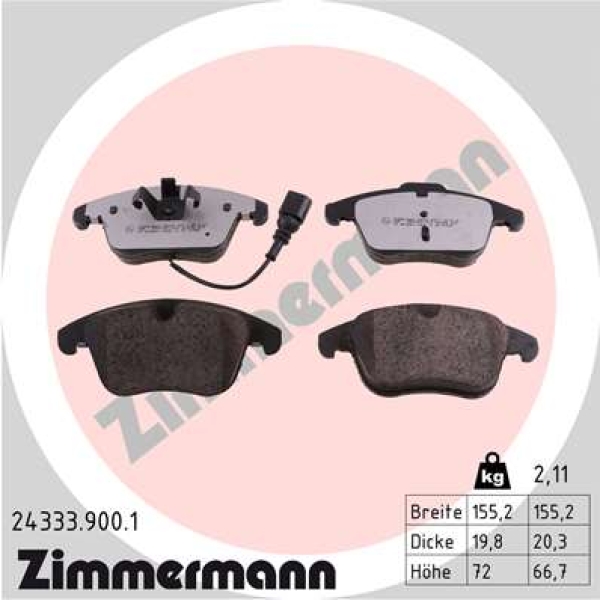 Zimmermann rd:z Brake pads for AUDI Q3 (8UB, 8UG) front