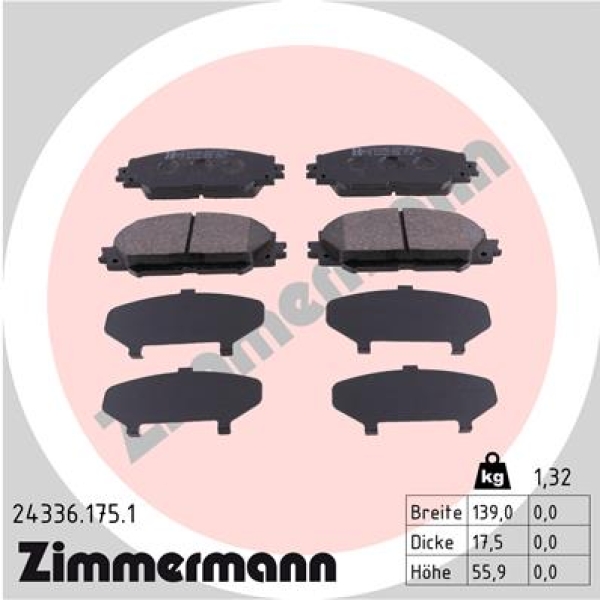 Zimmermann Brake pads for TOYOTA YARIS (_P9_) front